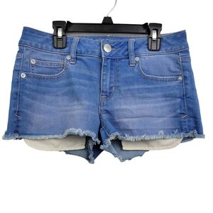 American Eagle Light Wash  Super Stretch Shortie Shorts Size 4